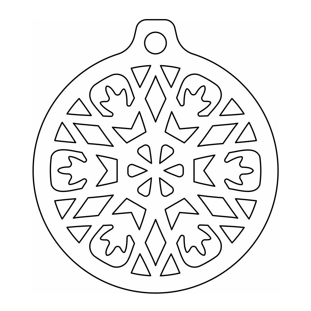 Laser Cut Snowflake Wooden Bauble Decoration Vector
