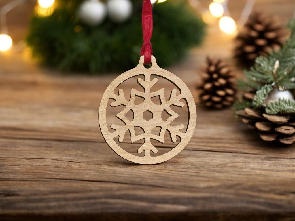Laser Cut Snowflake Bauble Christmas Ornament Vector