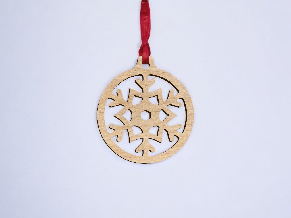 Laser Cut Snowflake Bauble Christmas Ornament Vector