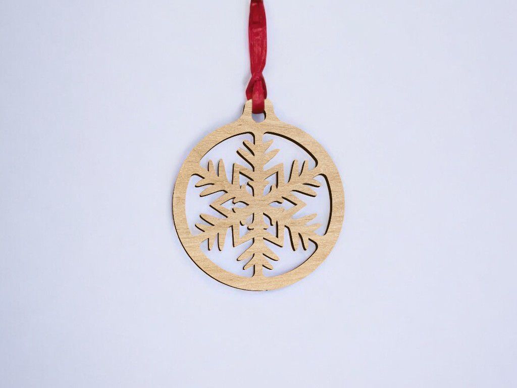 Laser Cut Christmas Ornament with Snowflake Vector