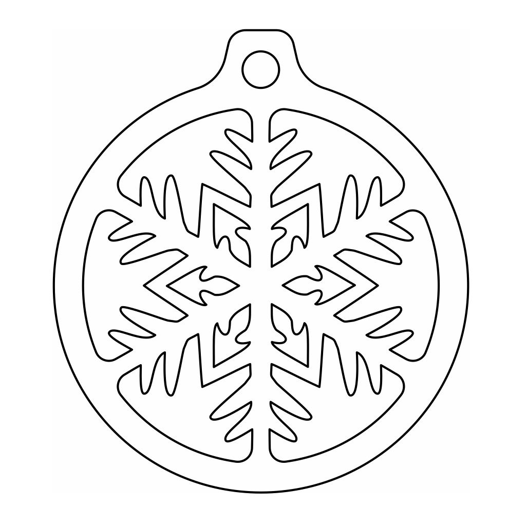 Laser Cut Christmas Ornament with Snowflake Vector