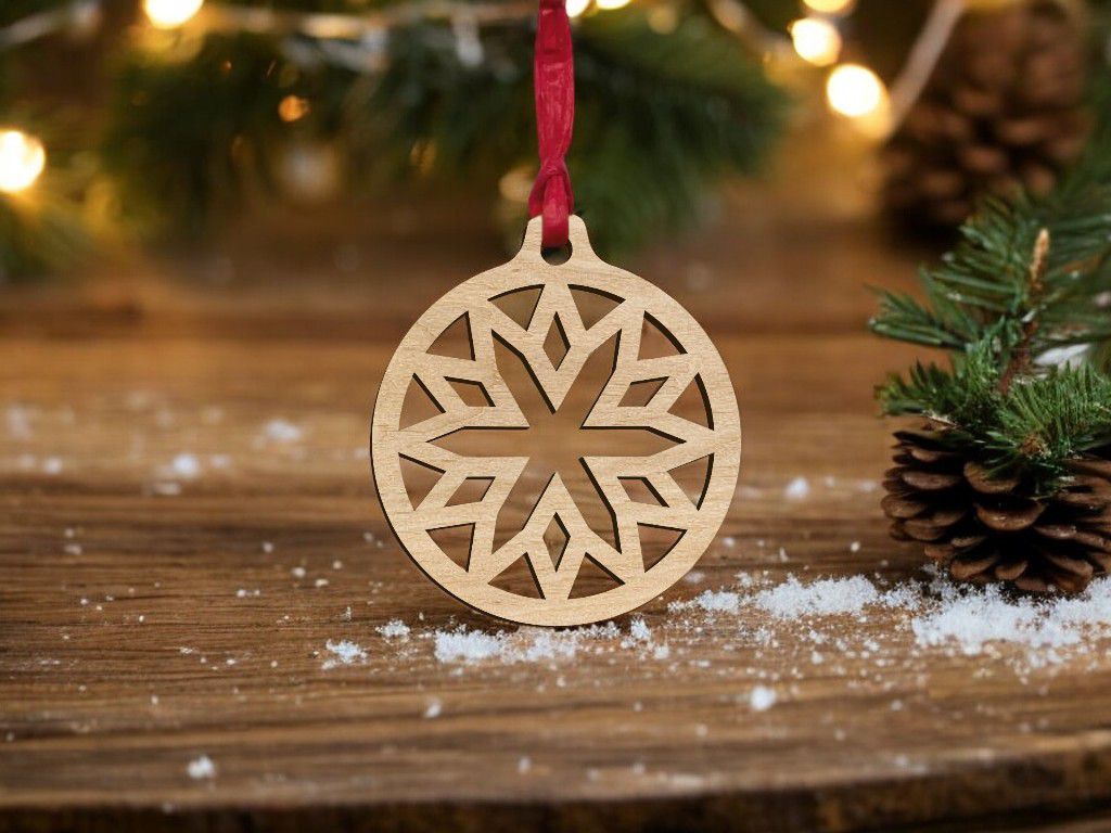 Laser Cut Floral Snowflake Bauble Vector