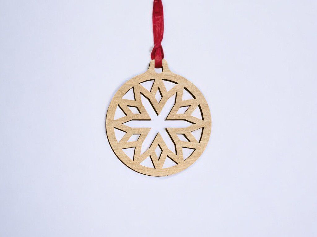 Laser Cut Floral Snowflake Bauble Vector