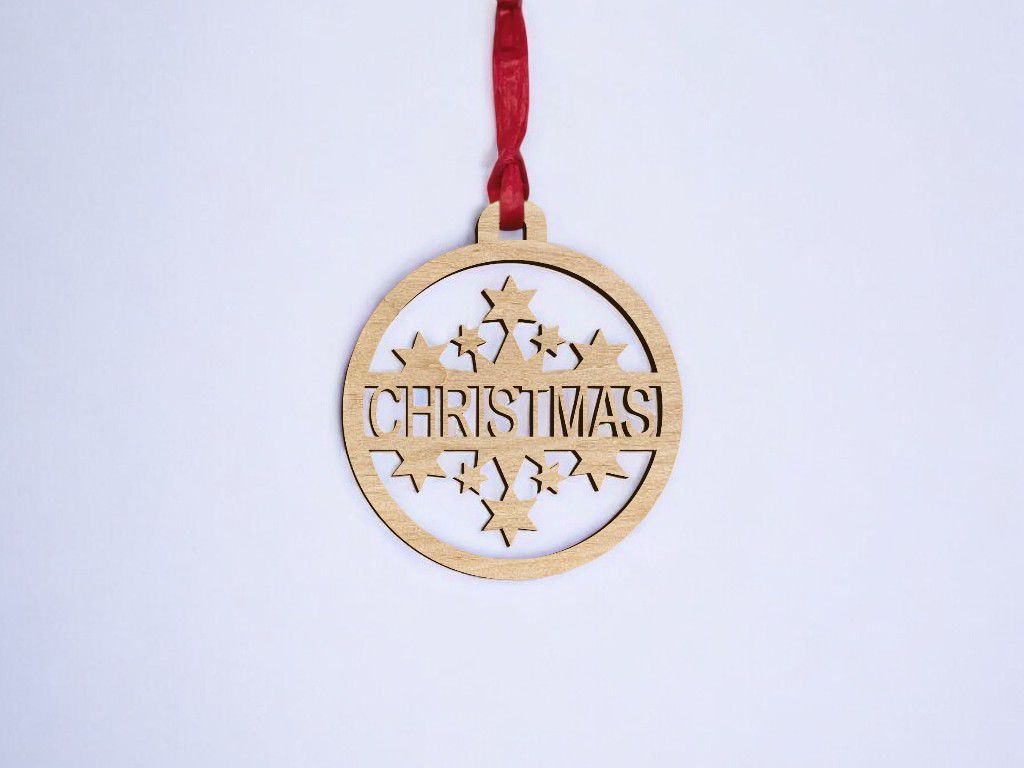 Laser Cut Personalized Christmas Bauble with Stars Vector
