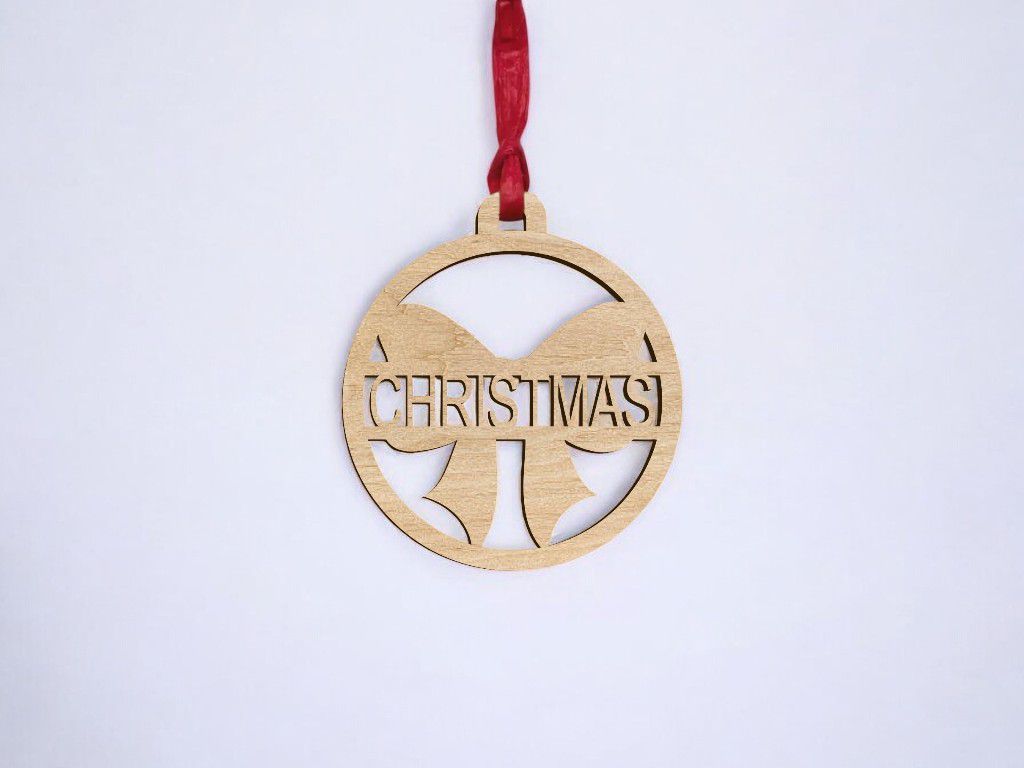 Laser Cut Personalized Christmas Ribbon Bauble Vector