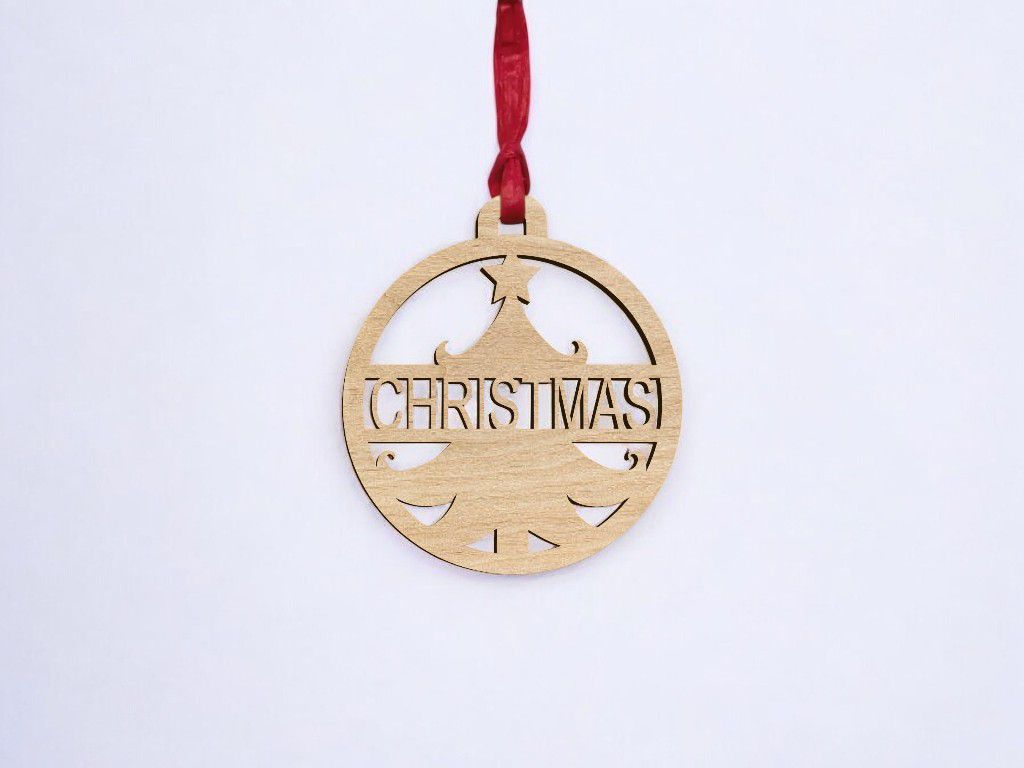 Laser Cut Personalized Christmas Tree Bauble Vector