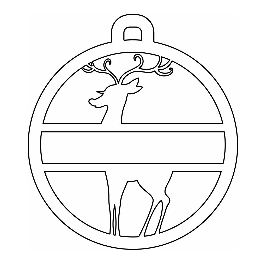 Laser Cut Personalized Deer Christmas Bauble Vector