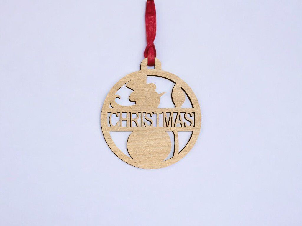 Laser Cut Personalized Snowman Bauble Vector