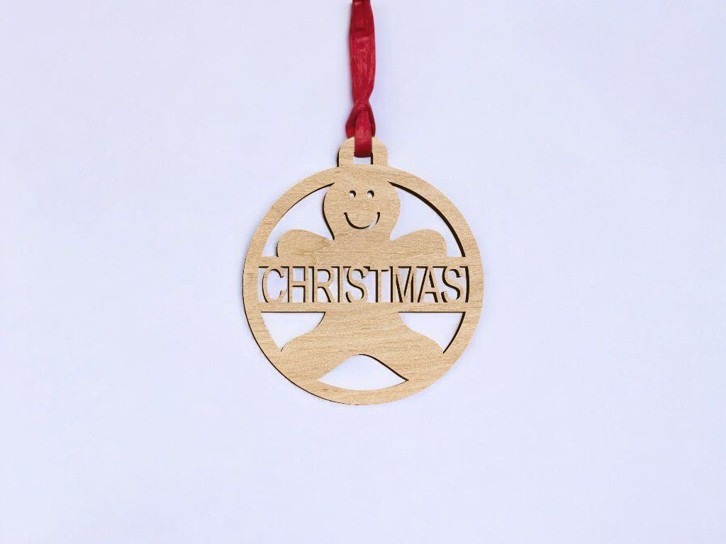 Laser Cut Personalized Gingerbread Man Bauble Vector