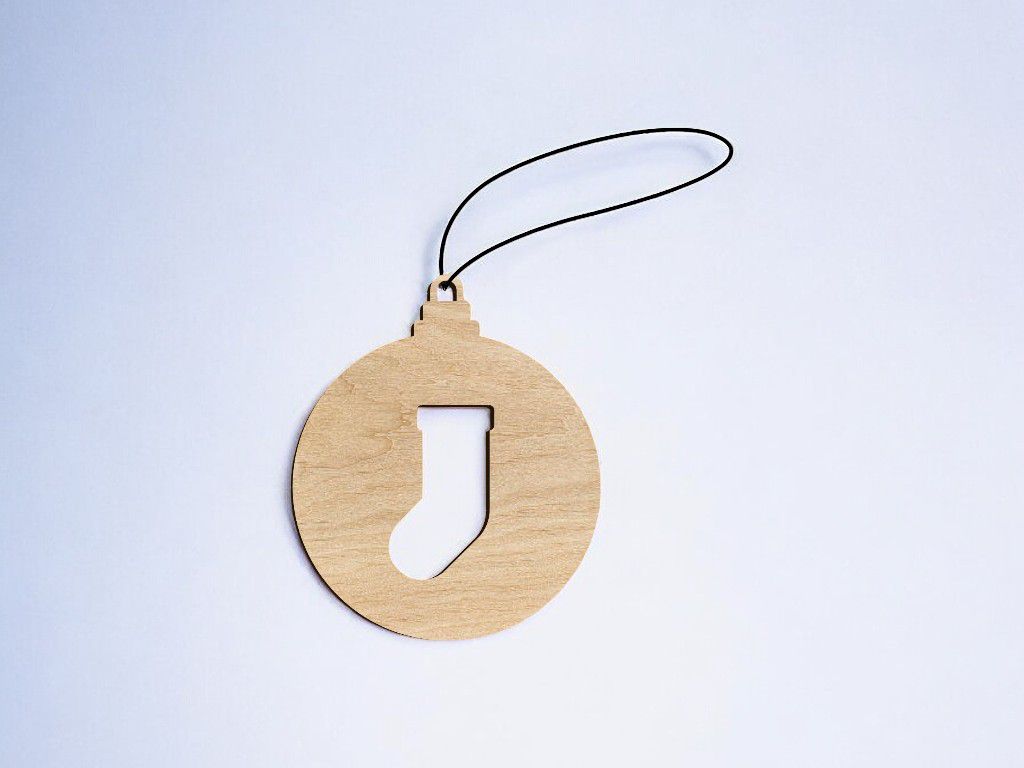 Laser Cut Christmas Stocking Bauble Vector