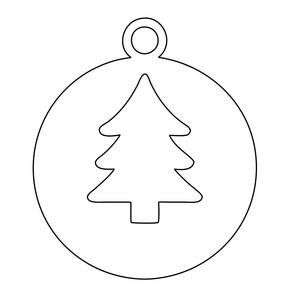 Laser Cut Circle Bauble with Christmas Tree Vector