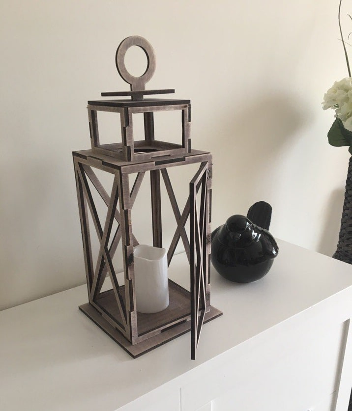 Candle Holder Lantern X Shape Laser Cut File