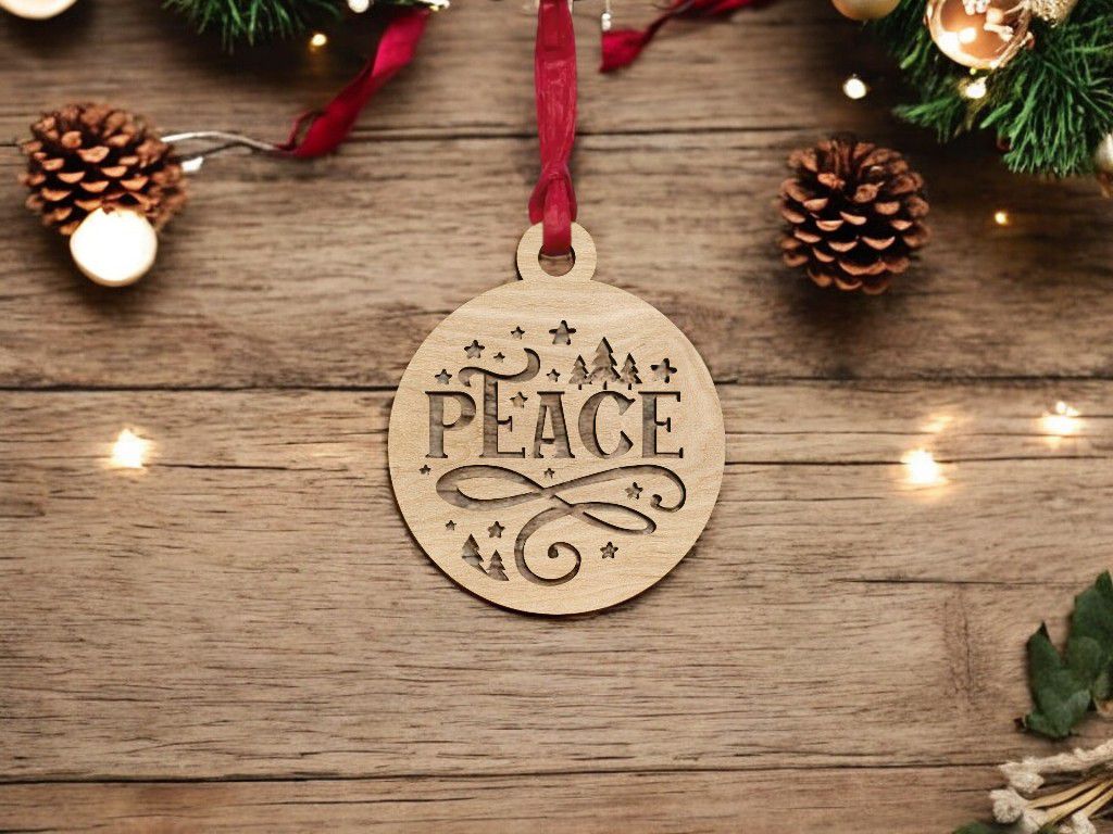 Laser Cut Peace Christmas Bauble Vector