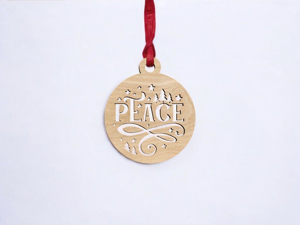 Laser Cut Peace Christmas Bauble Vector