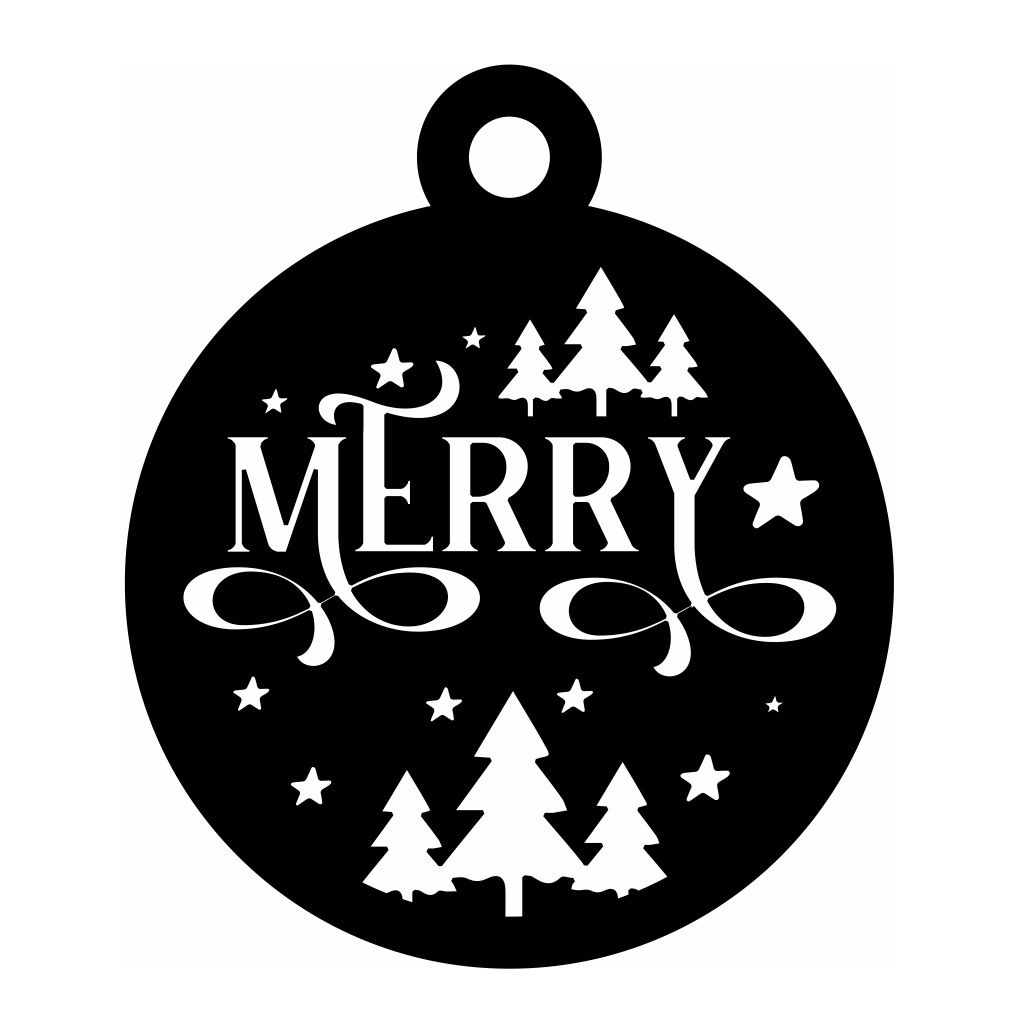 Laser Cut Merry Christmas Bauble Tree Decoration Vector