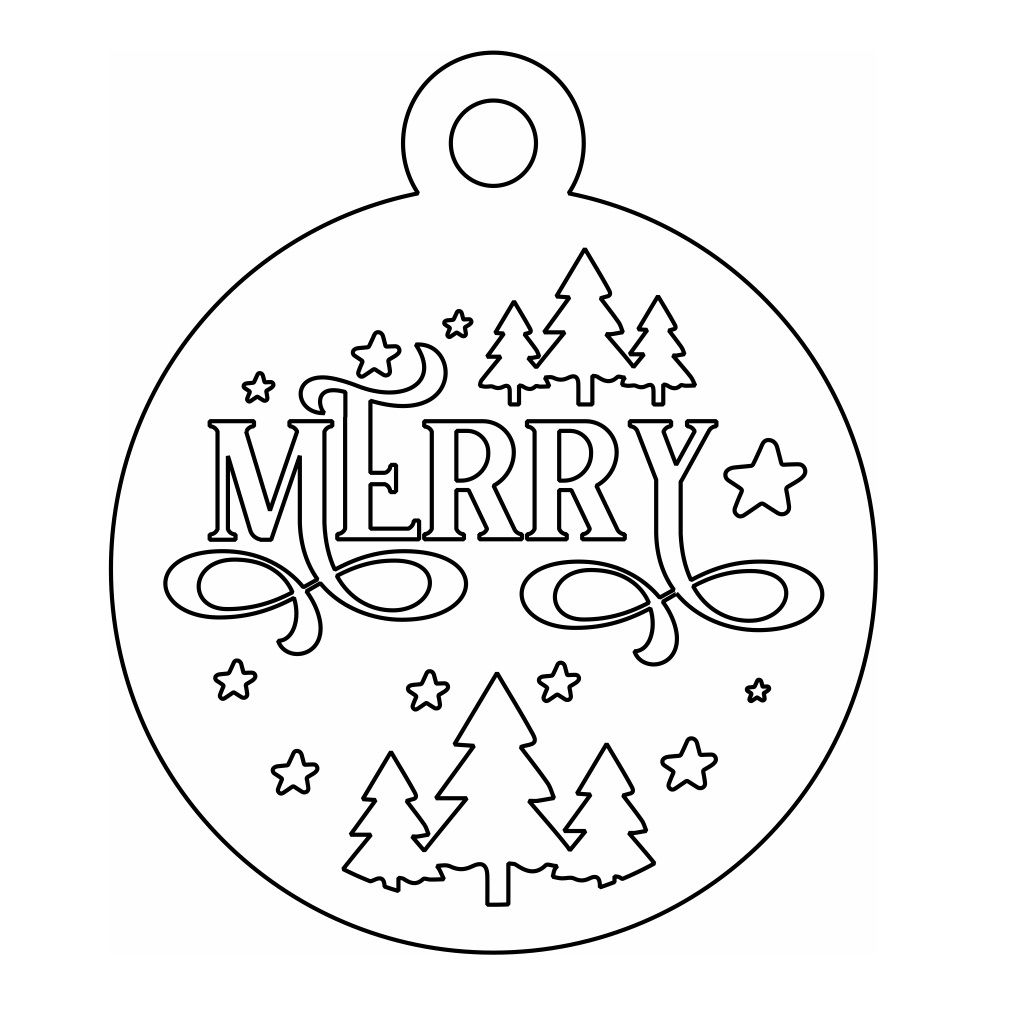 Laser Cut Merry Christmas Bauble Tree Decoration Vector