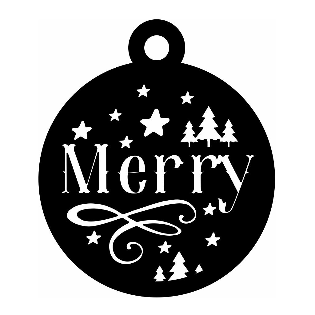 Laser Cut Merry Christmas Bauble Ornament Vector