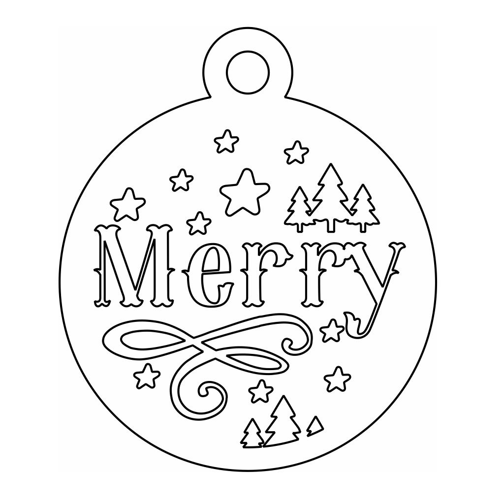 Laser Cut Merry Christmas Bauble Ornament Vector