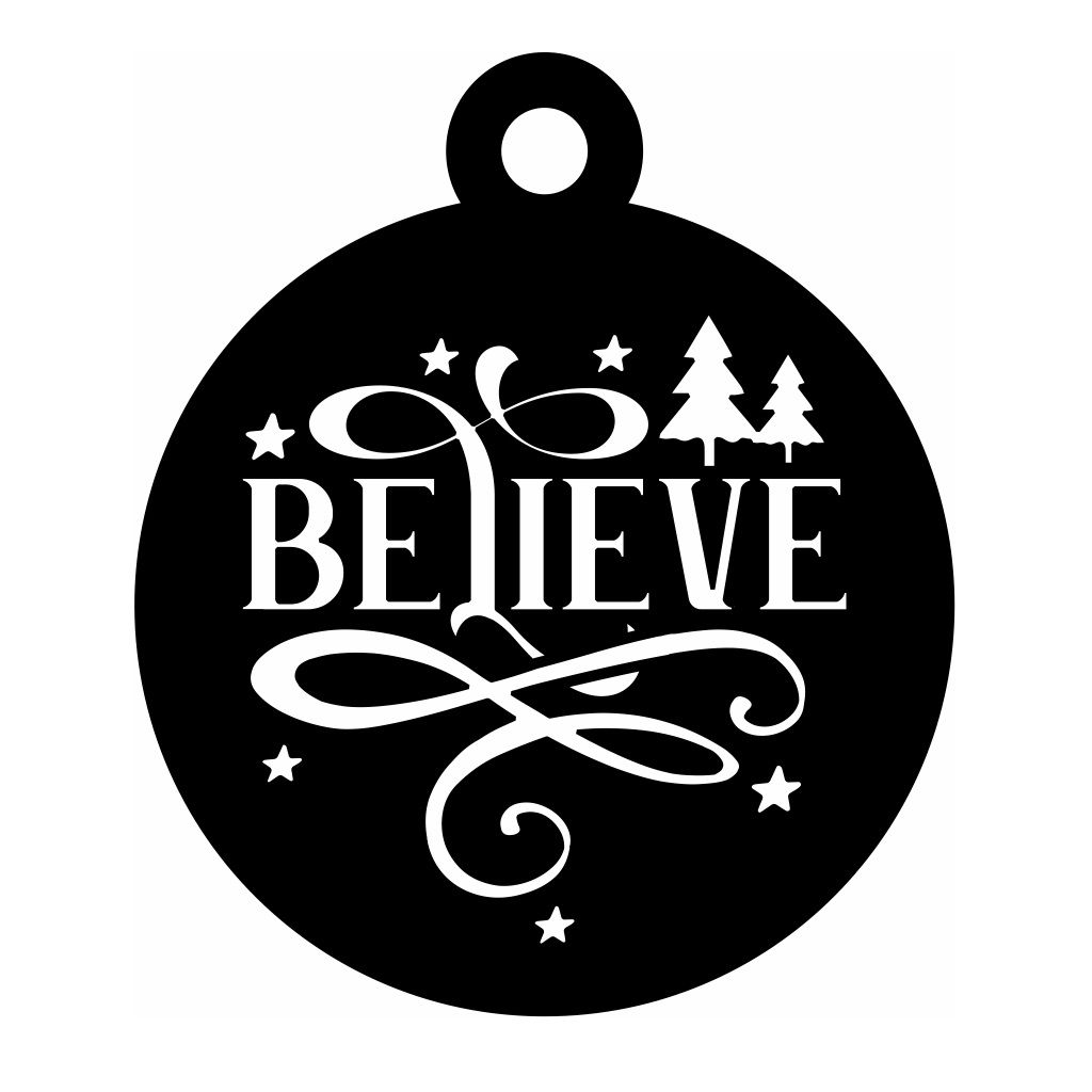 Laser Cut Believe Christmas Bauble Ornament Vector