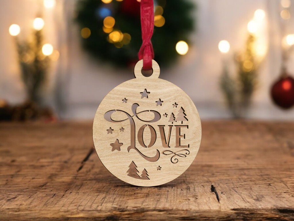 Laser Cut Love Christmas Bauble Ornament Vector
