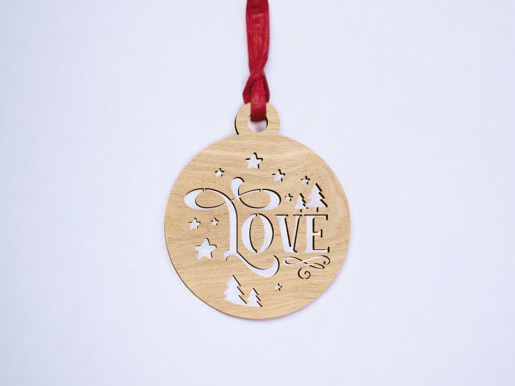 Laser Cut Love Christmas Bauble Ornament Vector
