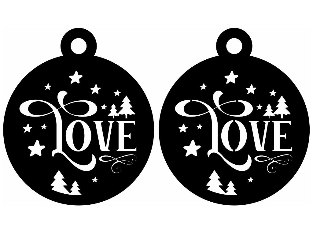 Laser Cut Love Christmas Bauble Ornament Vector