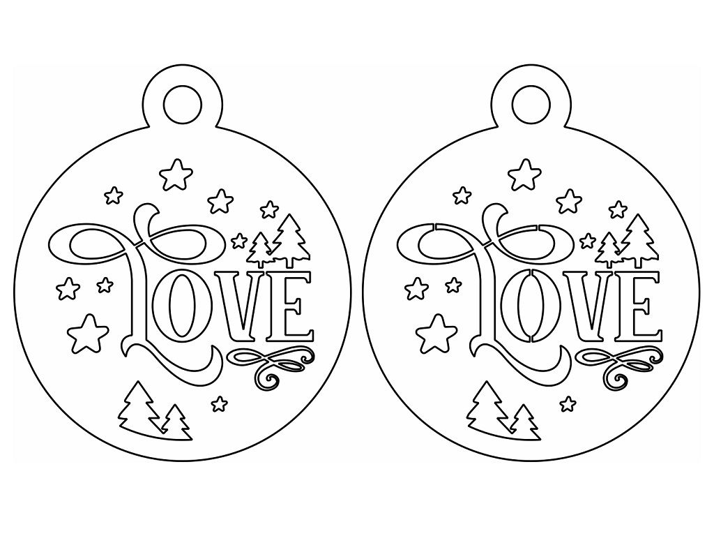 Laser Cut Love Christmas Bauble Ornament Vector
