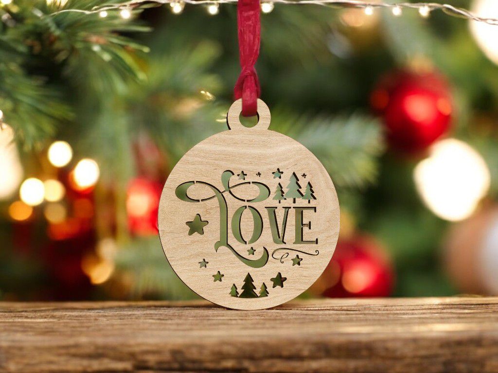 Laser Cut Love Bauble Christmas Tree Decoration Vector