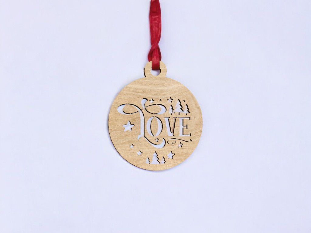 Laser Cut Love Bauble Christmas Tree Decoration Vector