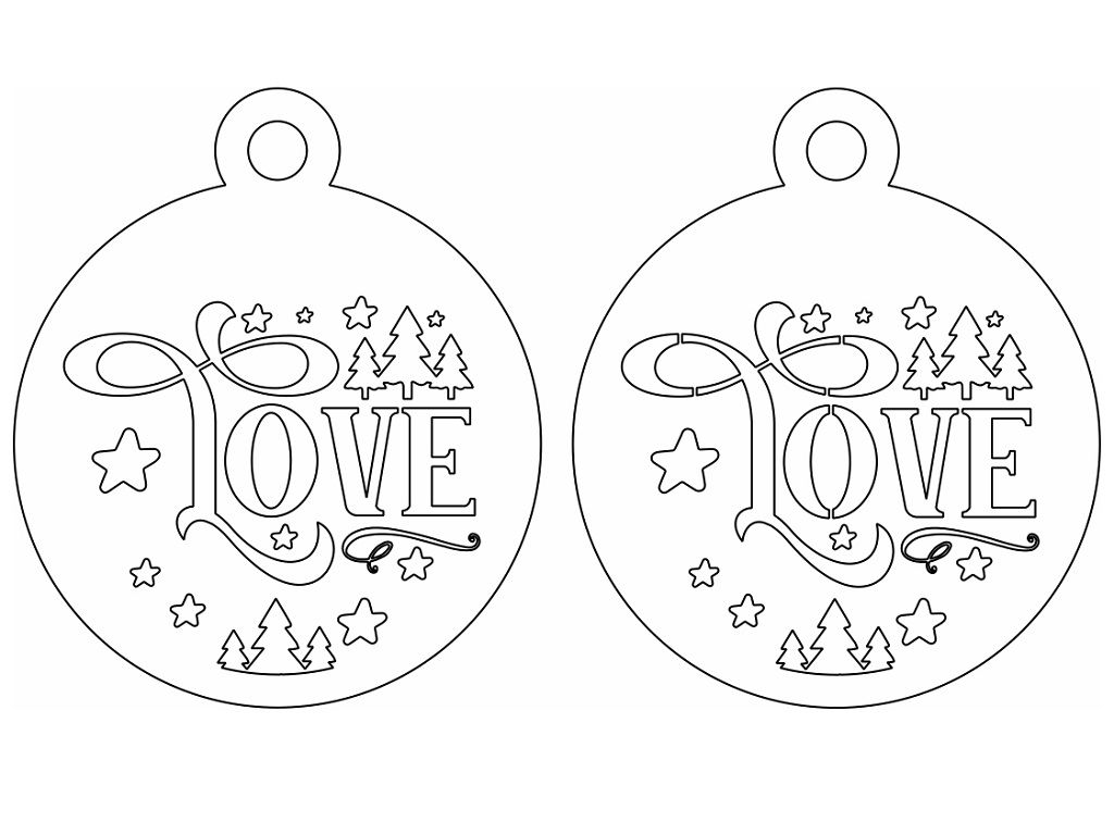 Laser Cut Love Bauble Christmas Tree Decoration Vector