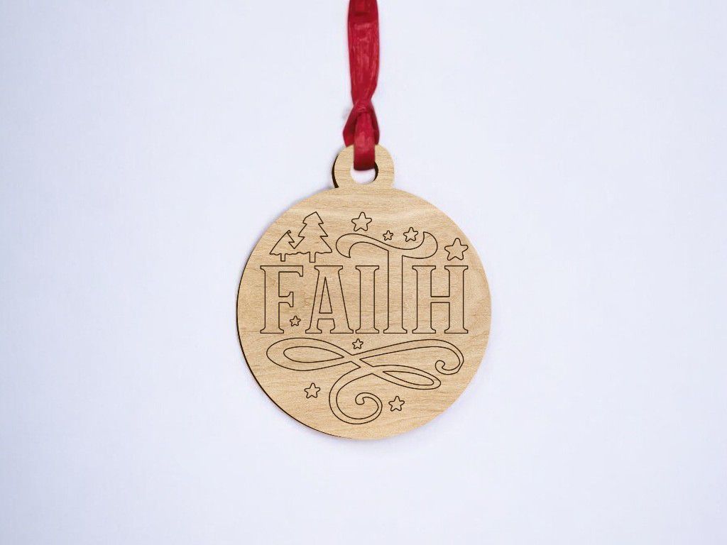 Laser Cut Faith Christmas Bauble Ornament Vector