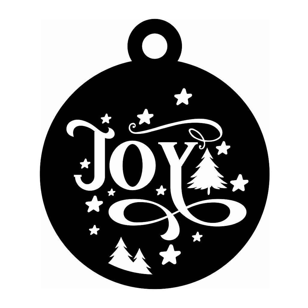 Laser Cut Joy Christmas Bauble Ornament Vector