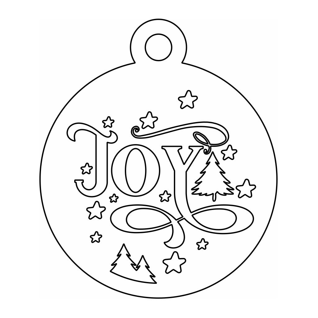 Laser Cut Joy Christmas Bauble Ornament Vector
