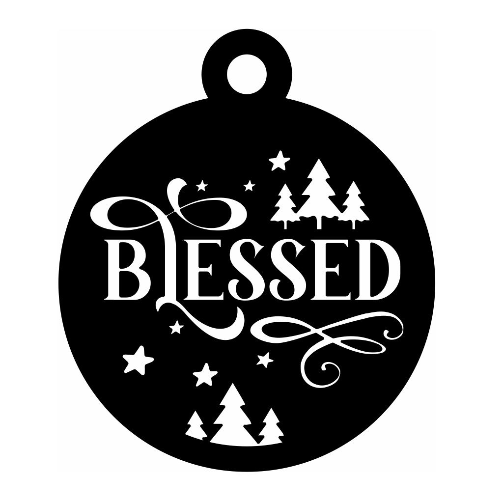 Laser Cut Blessed Christmas Bauble Ornament Vector