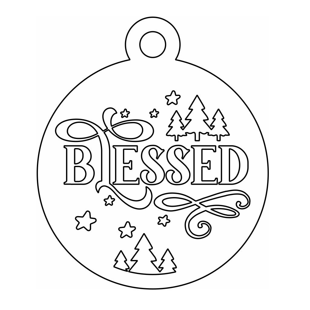 Laser Cut Blessed Christmas Bauble Ornament Vector