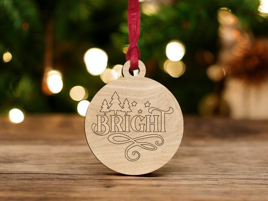 Laser Cut Bright Christmas Bauble Ornament Vector