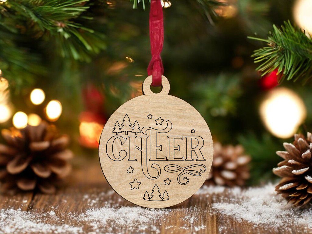 Laser Cut Cheer Christmas Bauble Ornament Vector
