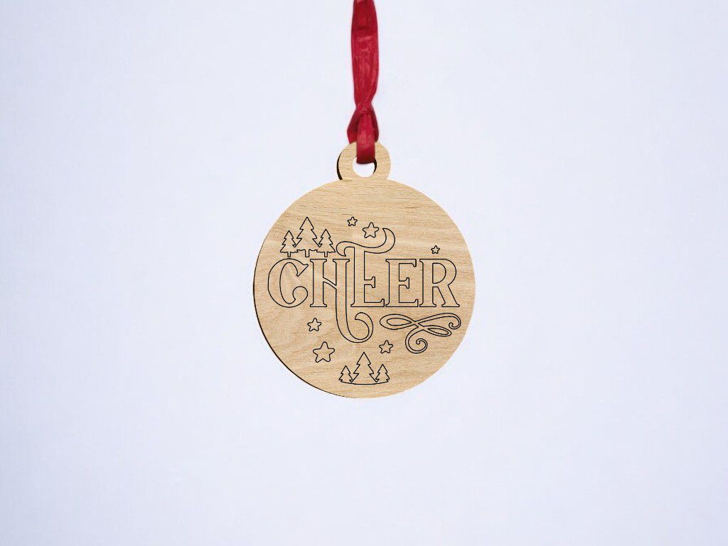 Laser Cut Cheer Christmas Bauble Ornament Vector