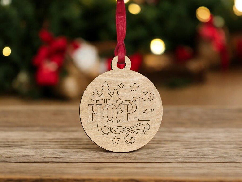 Laser Cut Hope Christmas Bauble Ornament Vector