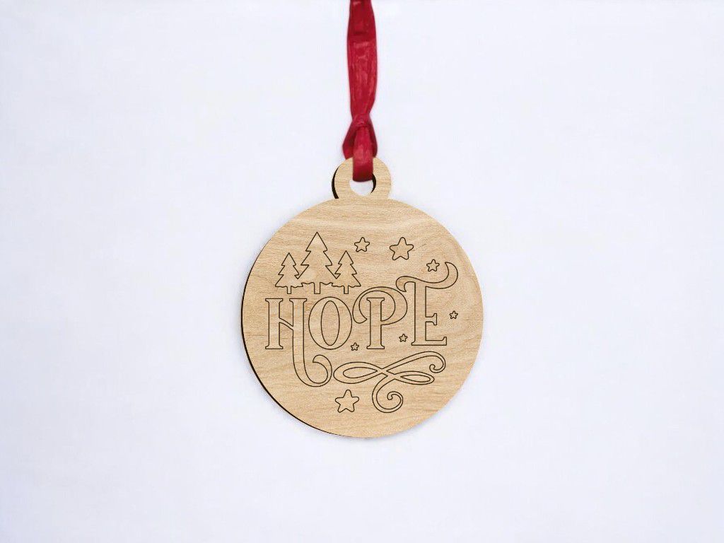 Laser Cut Hope Christmas Bauble Ornament Vector