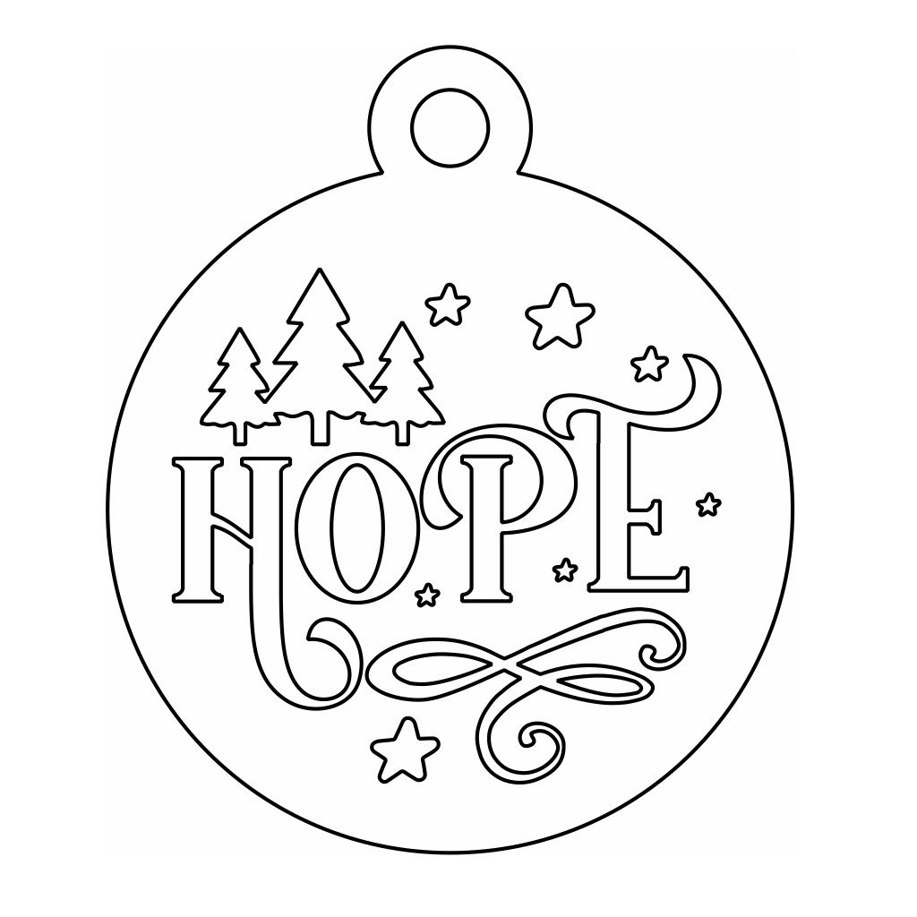 Laser Cut Hope Christmas Bauble Ornament Vector
