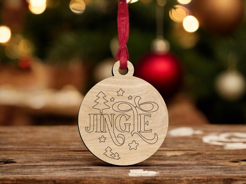Laser Cut Jingle Christmas Bauble Ornament Vector