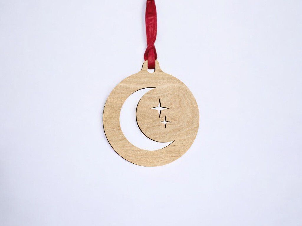 Laser Cut Moon and Stars Christmas Bauble Vector