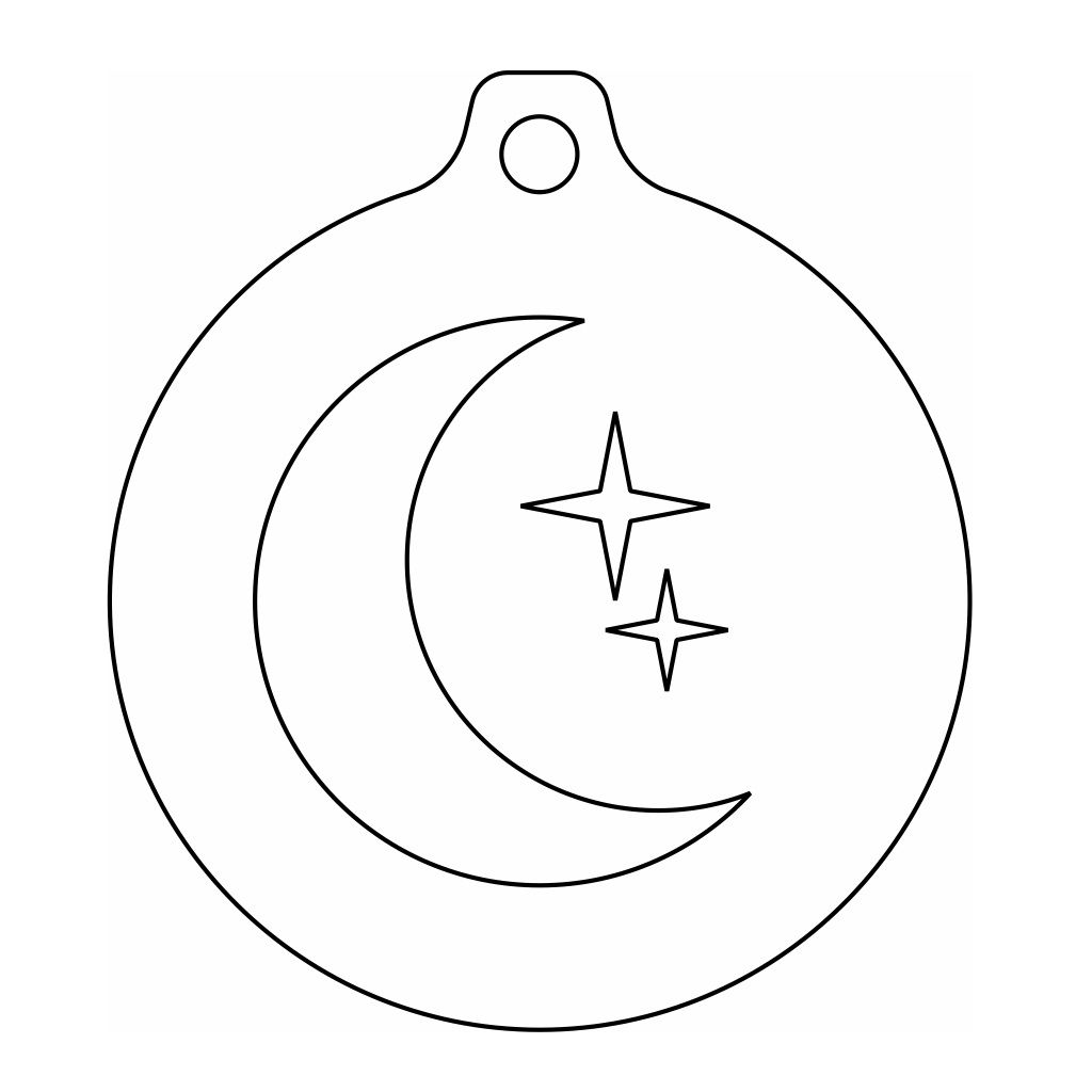 Laser Cut Moon and Stars Christmas Bauble Vector