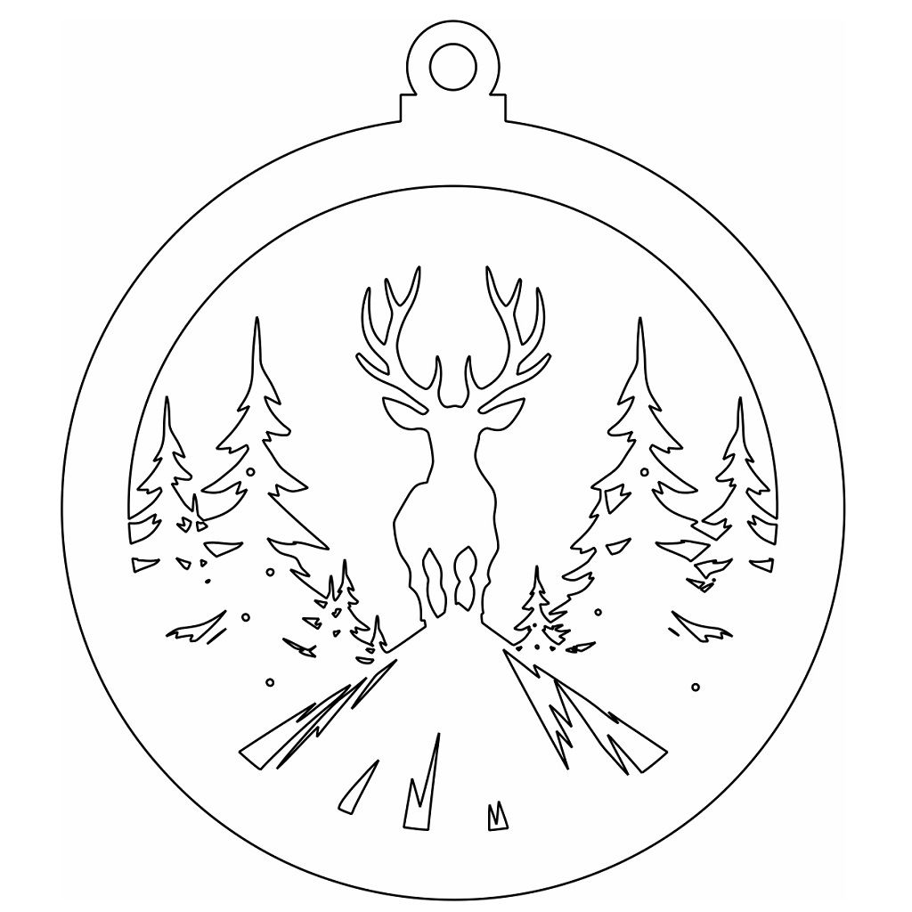 Laser Cut Reindeer Woodland Scene Bauble Vector