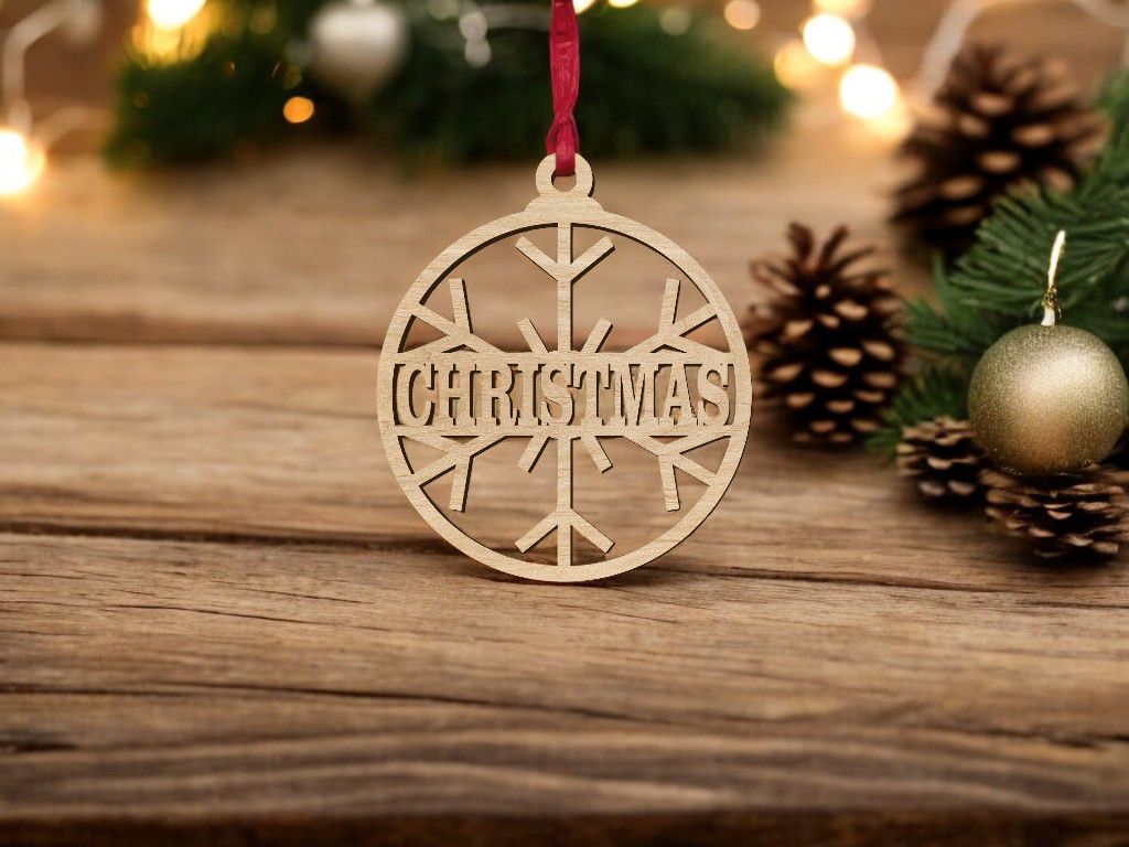 Laser Cut Personalised Snowflake Ball Vector