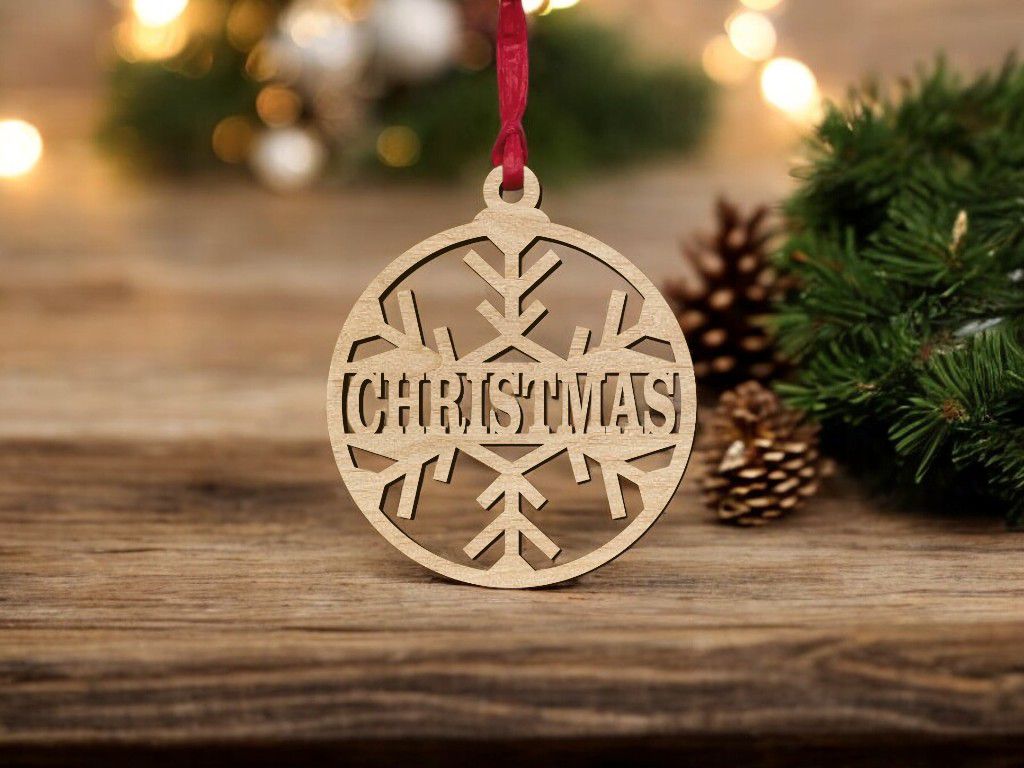 Laser Cut Personalised Christmas Snowflake Bauble Vector