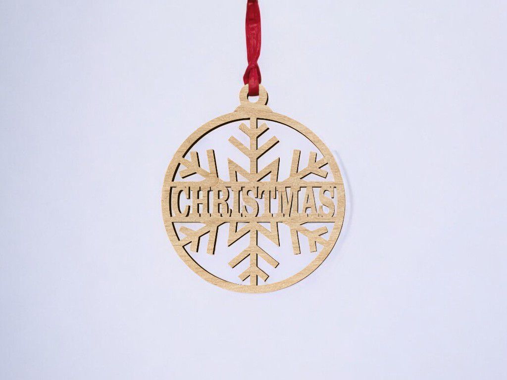 Laser Cut Personalized Name Snowflake Bauble Vector