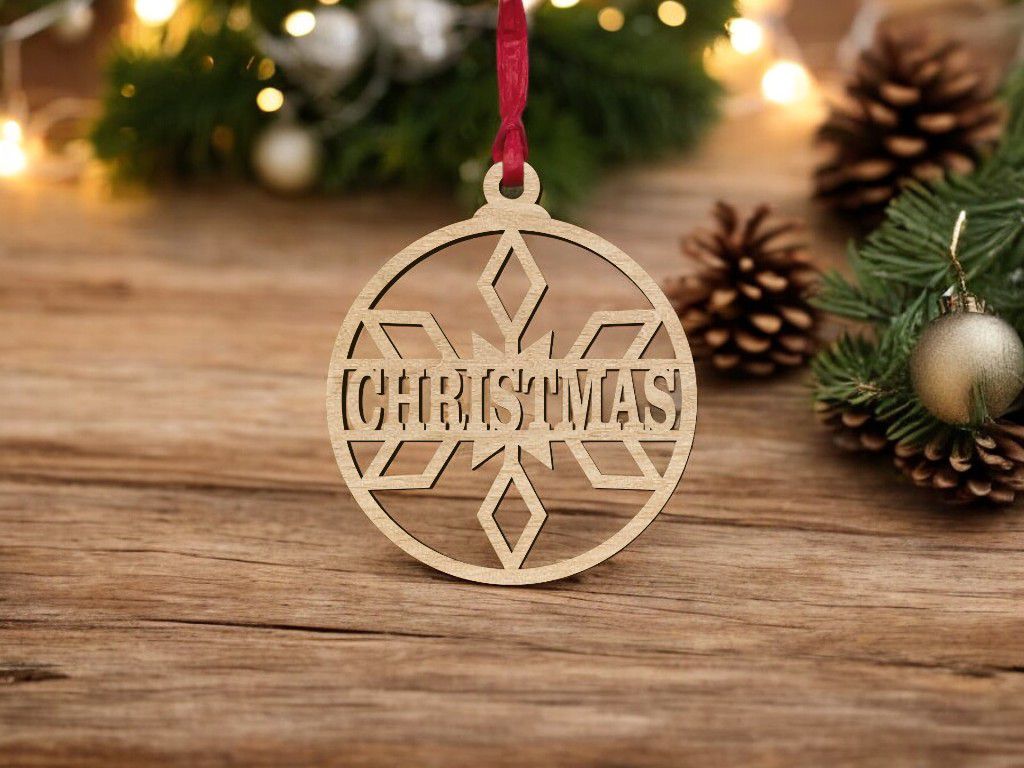 Laser Cut Personalized Round Snowflake Bauble Vector