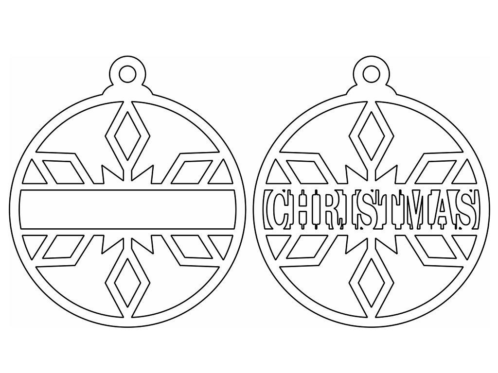 Laser Cut Personalized Round Snowflake Bauble Vector